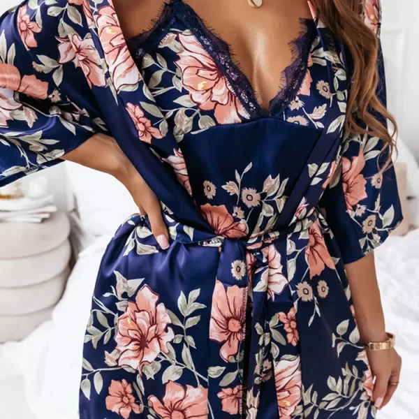 σετ πιτζάμα με μπουρνούζι TOLZERA NAVY - 1