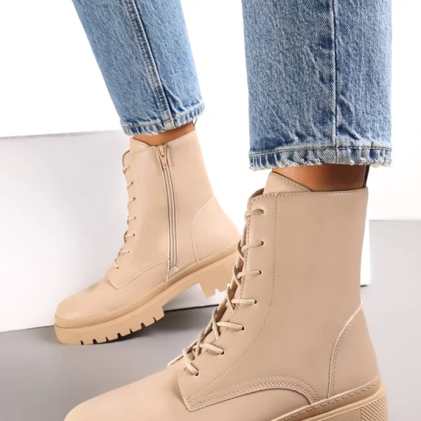 γυναικεία μποτάκια TIOLEGA BEIGE - 1