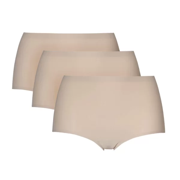 Ψηλόμεσο εσώρουχο χωρίς ραφές σε μπεζ χρώμα (2+1)