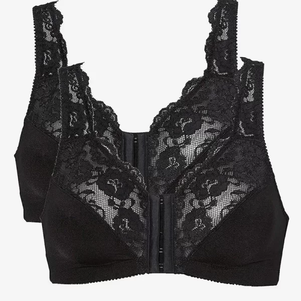 Σουτιέν με κούμπωμα μπροστά και δαντέλα σε μαύρο χρώμα (1+1)