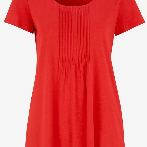 Κοντομάνικη μπλούζα με πιέτες σε κόκκινο χρώμα