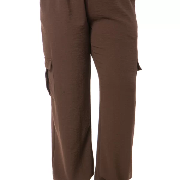 Cargo παντελόνι με λάστιχο στη μέση σε καφέ χρώμα