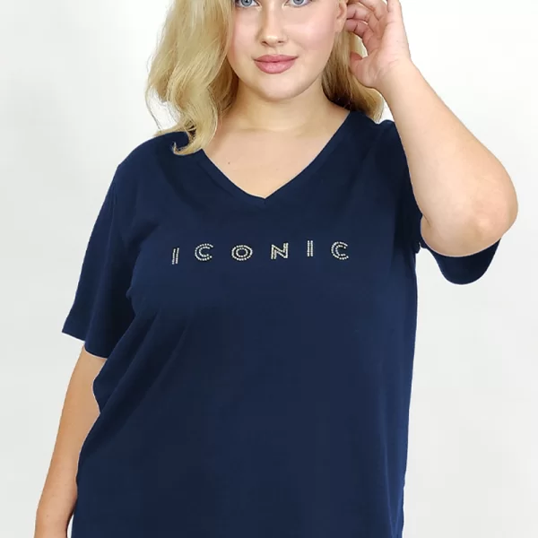T-shirt με στρας τύπωμα 'iconic' σε μπλε χρώμα