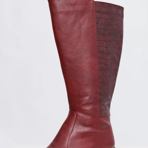 Μπότα ιππασίας μισή croco σε μπορντώ χρώμα