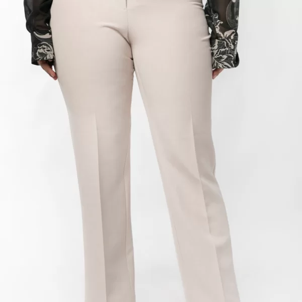 Παντελόνι κρεπ με λάστιχο στα πλαϊνά σε ζαχαρί χρώμα