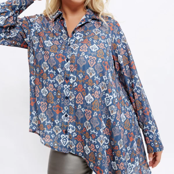 Ασύμμετρο εμπριμέ πουκάμισο σε τύπος χρώμα