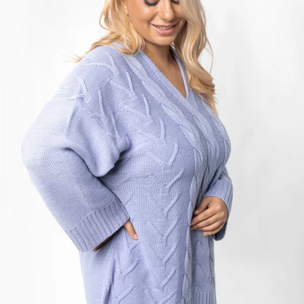 Πλεκτή μπλούζα με πλεξούδες σε λιλά χρώμα