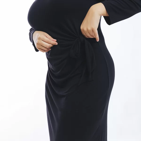 Midi φόρεμα με δέσιμο σε μαύρο χρώμα