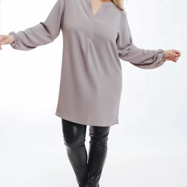 Τουνίκ με πιέτα στο V σε μπεζ χρώμα