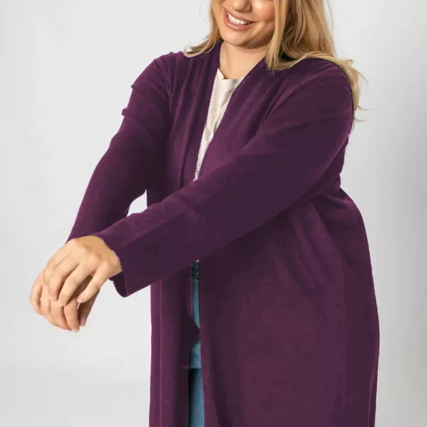 Maxi ριμπ πλεκτή ζακέτα σε μωβ χρώμα