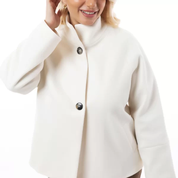 Κοντή παλτοζακέτα με raglan μανίκι σε εκρού χρώμα