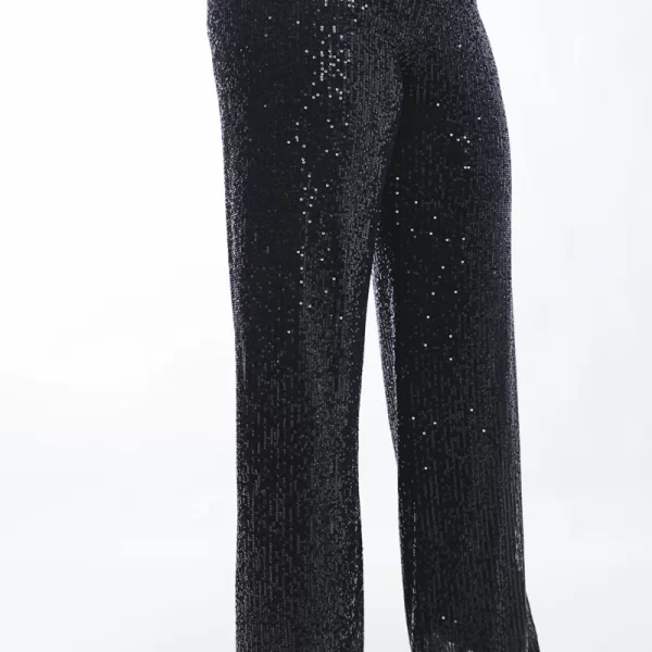 Παντελόνα με παγιέτα σε μαύρο χρώμα