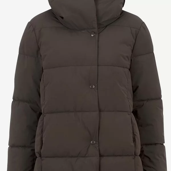 Κοντό μπουφάν με κουκούλα σε καφέ χρώμα