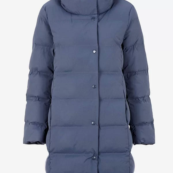 Μακρύ μπουφάν με κουκούλα σε ίντιγκο χρώμα