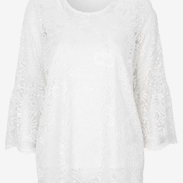 Μπλούζα με δαντέλα σε εκρού χρώμα