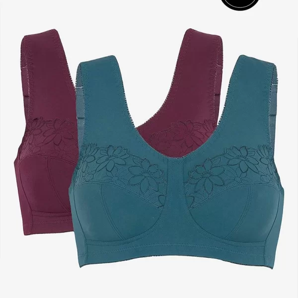 Μαλακό σουτιέν με κέντημα σε πετρόλ/μωβ (1+1)