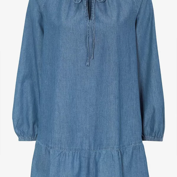 Denim blue τουνίκ με βολάν στο τελείωμα