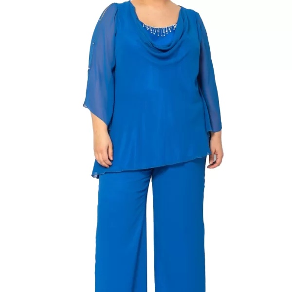 Σετ ντραπέ μπλούζα και παντελόνα σε ρουά χρώμα