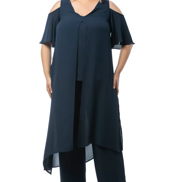 Σετ μπλούζα με κιμονό και παντελόνα σε μπλε σκούρο χρώμα