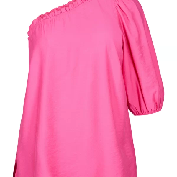 Μπλούζα με σφιγγοφωλιά και έναν ώμο έξω σε φουξ χρώμα