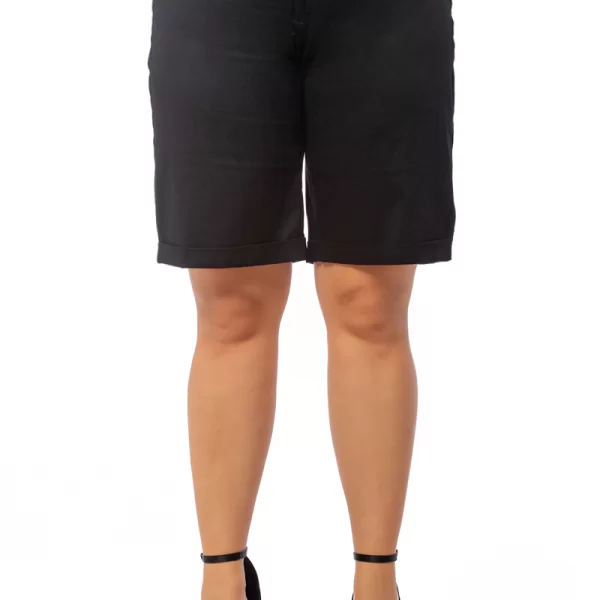 Βερμούδα καμπαρντίνα με λάστιχο πίσω σε μαύρο χρώμα
