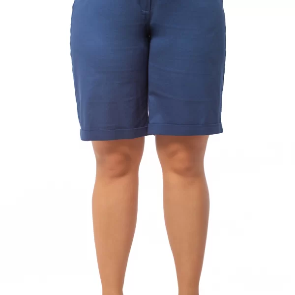 Βερμούδα καμπαρντίνα με λάστιχο πίσω σε μπλε χρώμα