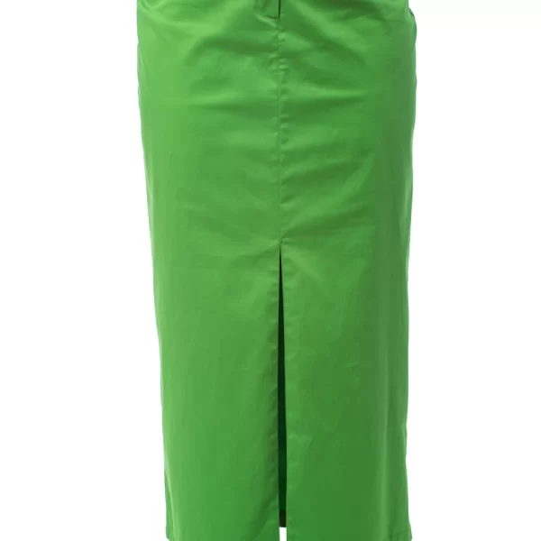 Maxi φούστα καμπαρντίνα με άνοιγμα σε πράσινο χρώμα