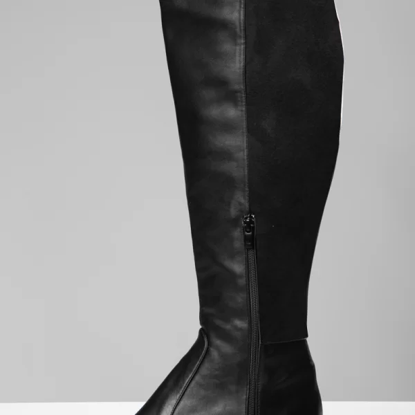 Eco-leather over the knee μπότα σε μαύρο χρώμα