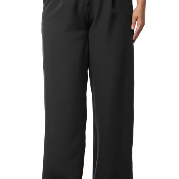 Κρεπ φαρδιά παντελόνα με πιέτες σε μαύρο χρώμα