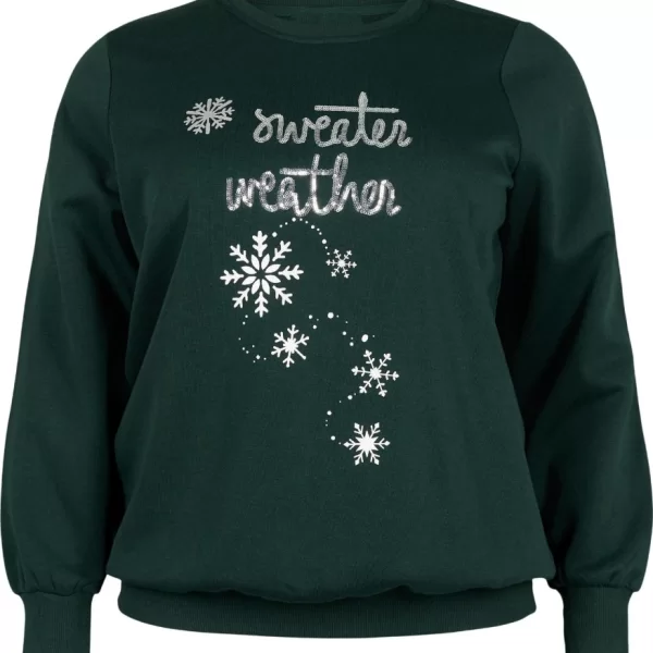 Φούτερ με γιορτινό τύπωμα σε χακί χρώμα