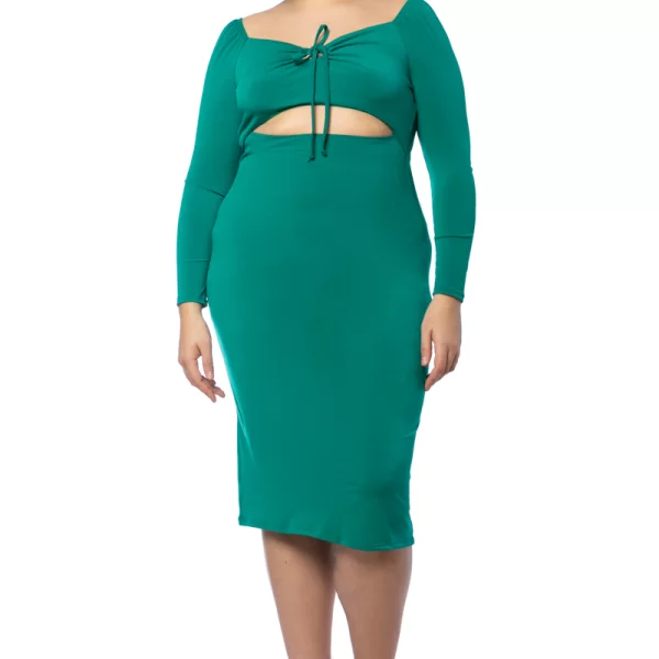 Φόρεμα με keyhole στο μπούστο σε πράσινο χρώμα