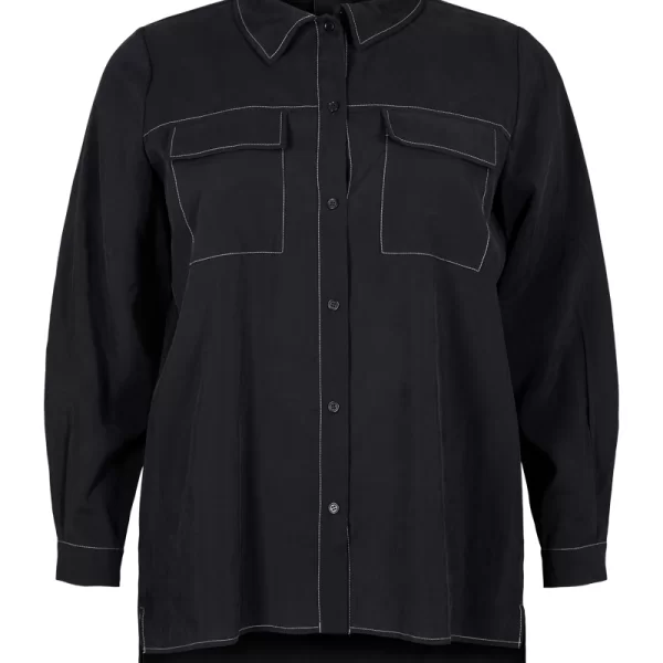 Πουκάμισο με εξώγαζα και τσέπες σε μαύρο χρώμα
