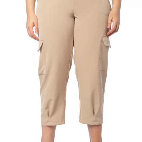 Cargo παντελόνι με λάστιχο πίσω σε μπεζ χρώμα