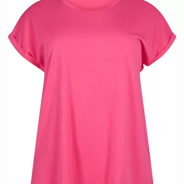 Ζαπονέ μπλούζα με ρεβέρ στα μανίκια σε φουξ χρώμα