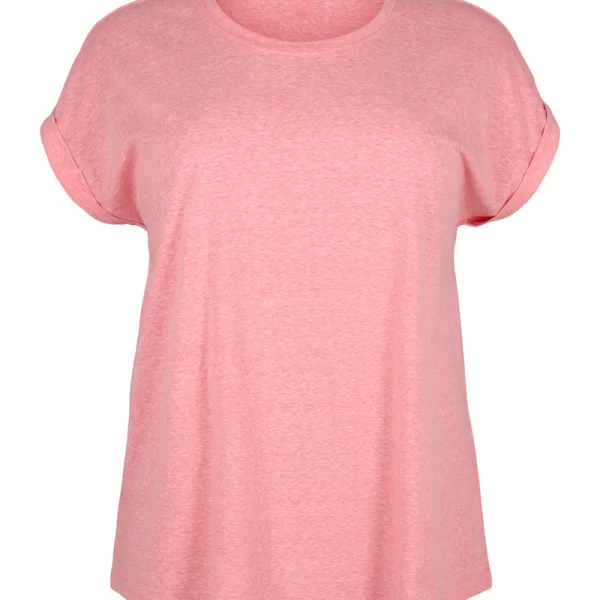 Κοντομάνικη μπλούζα με ρεβέρ στο μανίκι σε σομών χρώμα