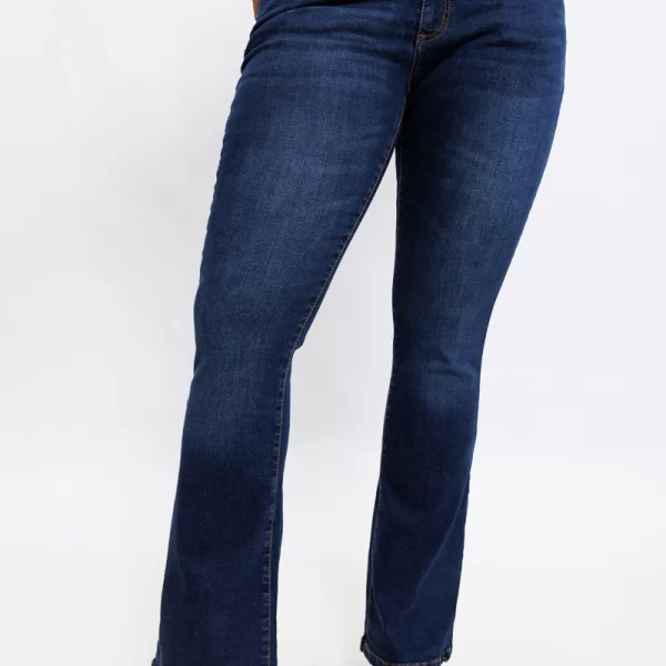 Jean καμπάνα με 3 κουμπιά σε dark blue denim χρώμα