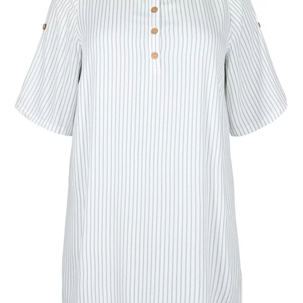 Ριγέ μπλουζοφόρεμα με κουκούλα στο χρώμα της μέντας