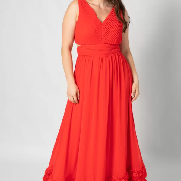 Maxi φόρεμα με cut out σε κόκκινο χρώμα