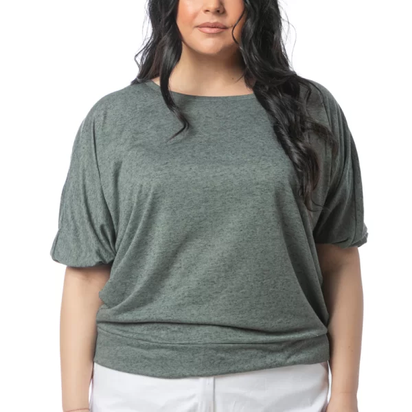 Μπλούζα με άνοιγμα στην πλάτη σε χακί χρώμα