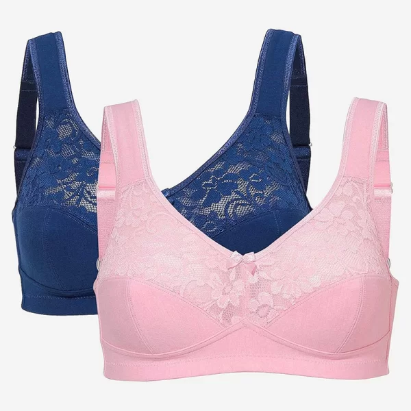 Soft σουτιέν με δαντέλα σε ροζ/μπλε χρώμα (1+1)