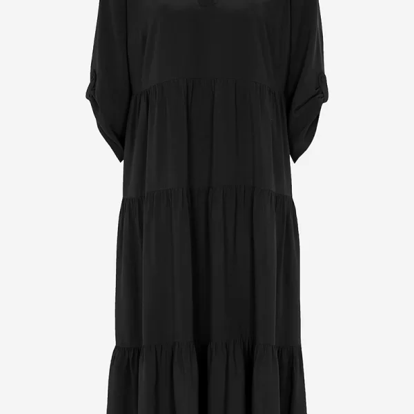 Φόρεμα με βολάν σε μαύρο χρώμα