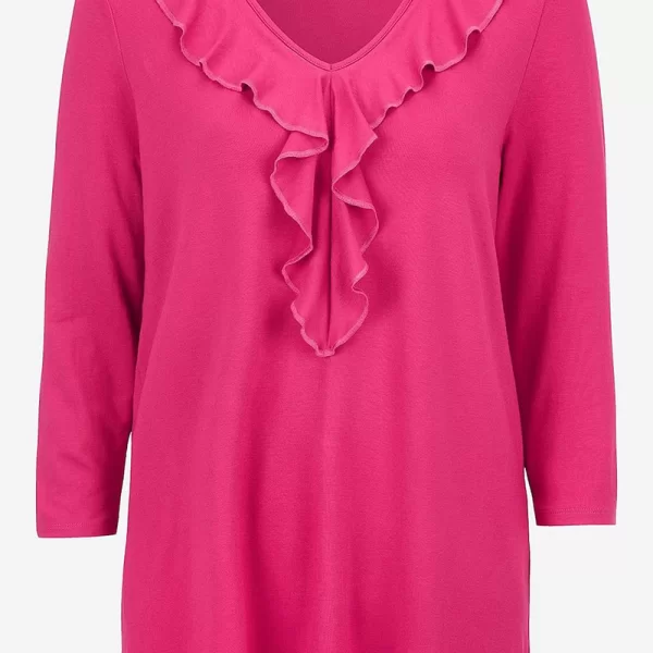 Μπλούζα με βολάν στο γιακά σε φουξ χρώμα