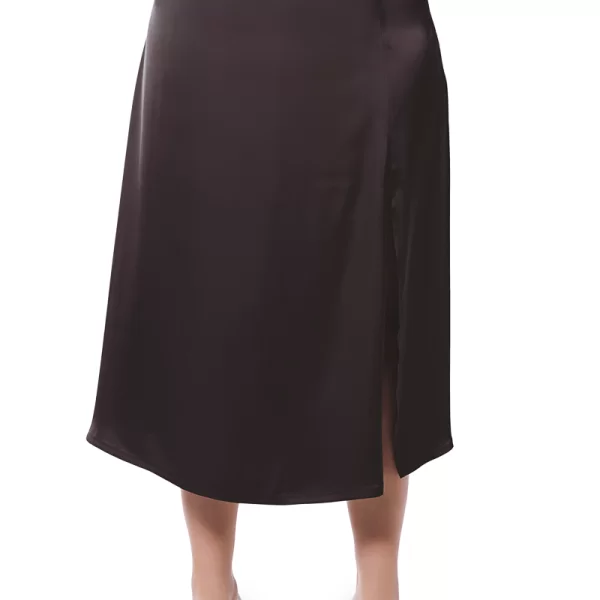 Maxi σατέν φούστα με άνοιγμα σε μαύρο χρώμα