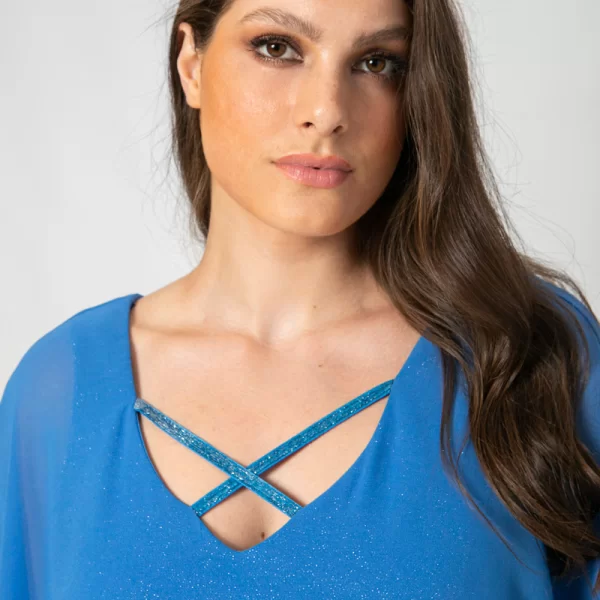 Midi φόρεμα με κέντημα από παγιέτα σε ίντιγκο χρώμα