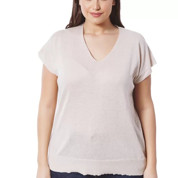 Πλεκτή μπλούζα με lurex σε εκρού χρώμα