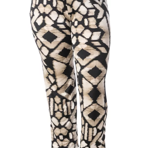 Εμπριμέ παντελόνι με φαρδιά μπάσκα σε μαύρο/μπεζ χρώμα