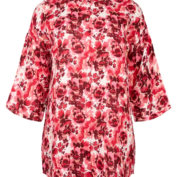 Floral πουκαμίσα με κοντό μανίκι σε ροζ χρώμα