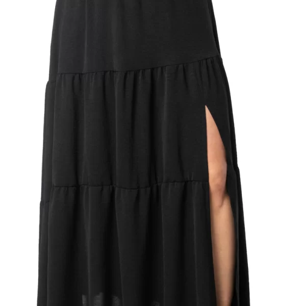 Maxi φούστα με βολάν στο τελείωμα σε μαύρο χρώμα