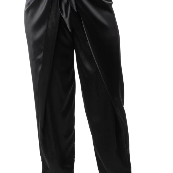 Σατέν παντελόνι wrap σε μαύρο χρώμα