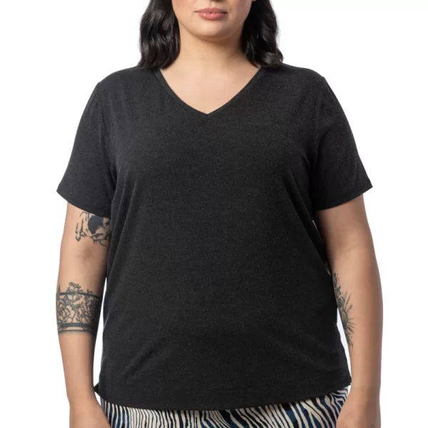 T-shirt με V λαιμόκοψη σε ανθρακί χρώμα